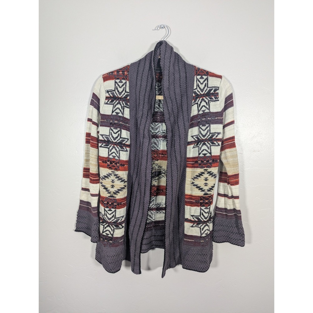BCBG Max Azria Cardigan XL Southwestern Aztec Shawl Collar Knit Cottagecore
